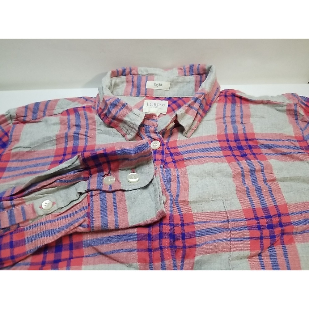 J. Crew Womens Long Sleeve Button‎ Up Small Plaid Boy Fit Shirt